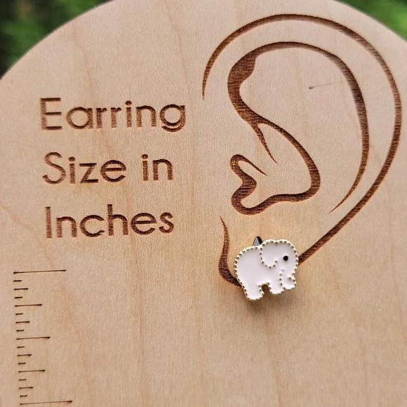 Baby Elephant Post Earrings, 18k gold trim - Picture 3 of 6